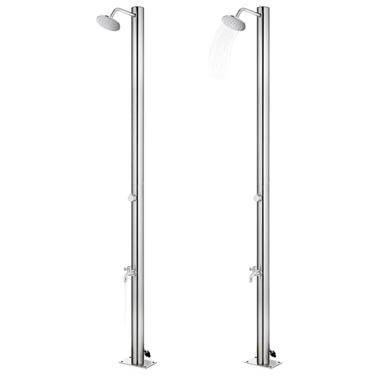 vidaXL Garden Shower with Grey Base 220 cm Stainless Steel