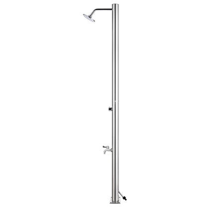 vidaXL Garden Shower with Grey Base 220 cm Stainless Steel