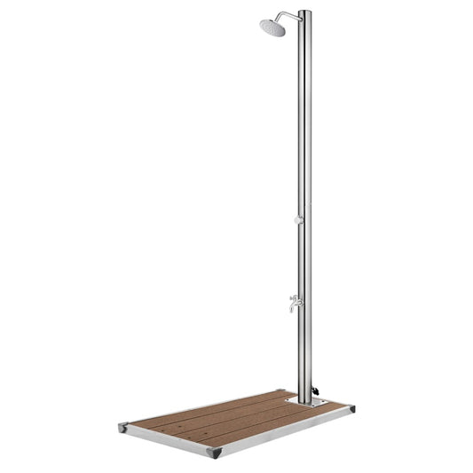 vidaXL Garden Shower with Brown Base 220 cm Stainless Steel