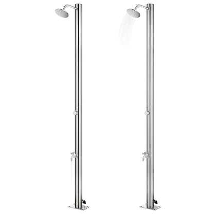 vidaXL Garden Shower with Brown Base 220 cm Stainless Steel
