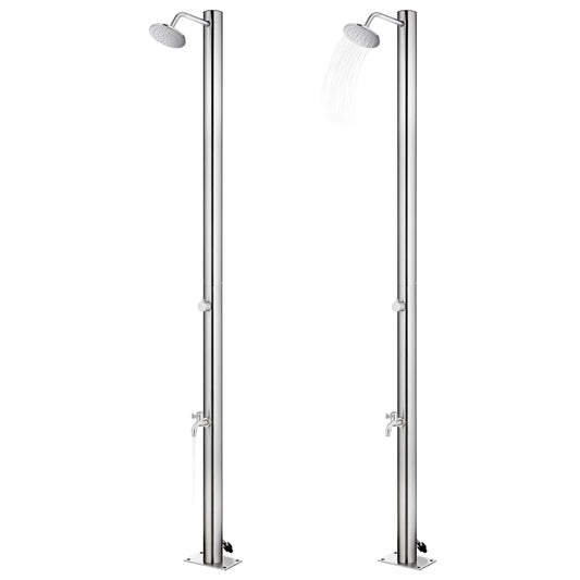 vidaXL Garden Shower with Brown Base 220 cm Stainless Steel