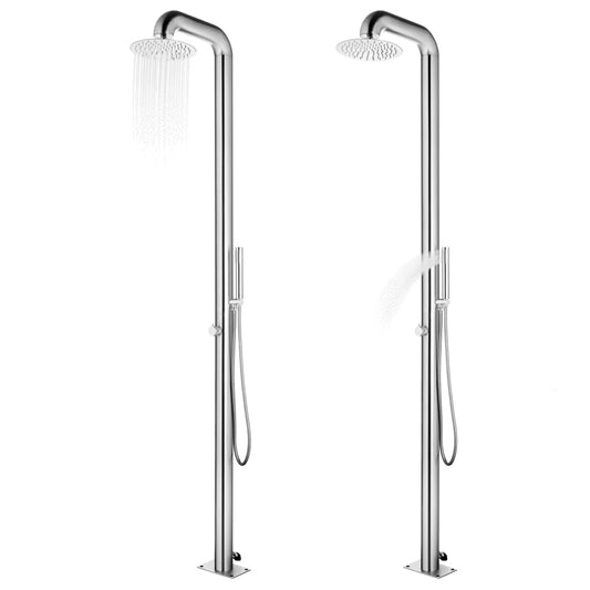 vidaXL Garden Shower with Brown Base 230 cm Stainless Steel