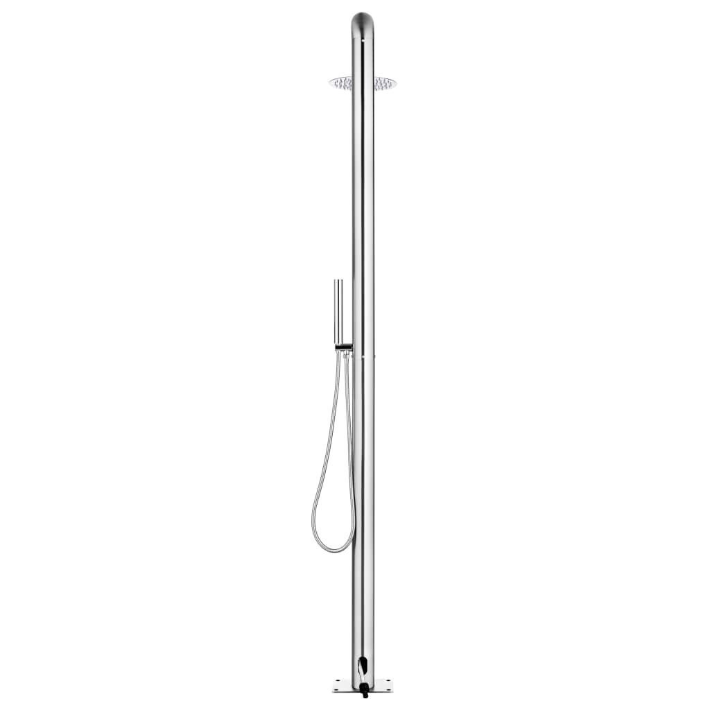 vidaXL Garden Shower with Brown Base 230 cm Stainless Steel