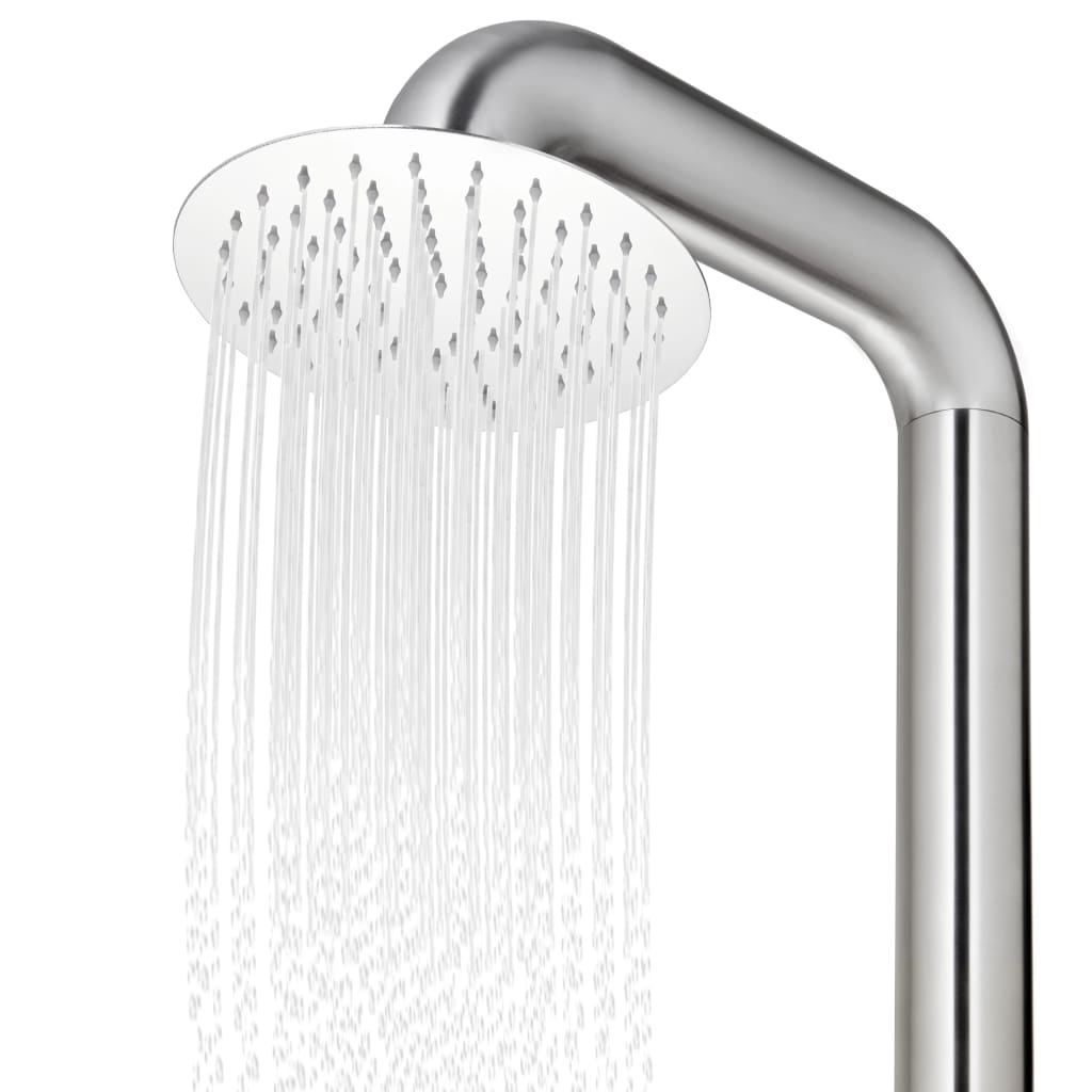 vidaXL Garden Shower with Brown Base 230 cm Stainless Steel