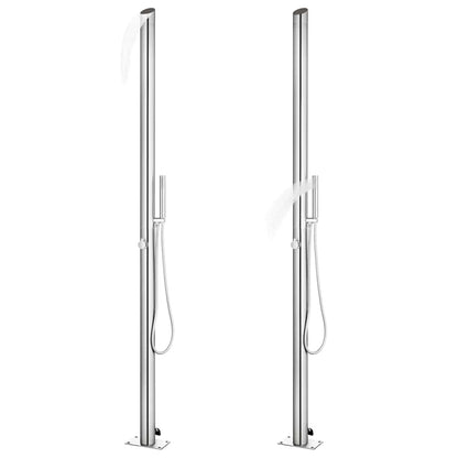 vidaXL Garden Shower with Brown Base 225 cm Stainless Steel
