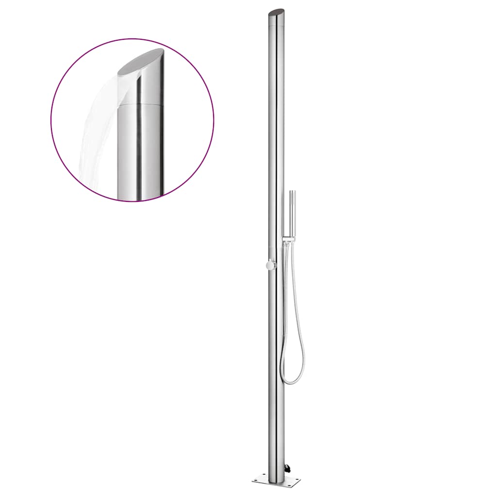 vidaXL Garden Shower with Brown Base 225 cm Stainless Steel