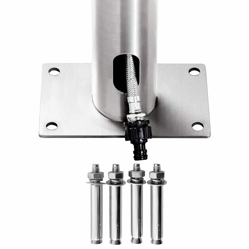 vidaXL Garden Shower with Brown Base 225 cm Stainless Steel
