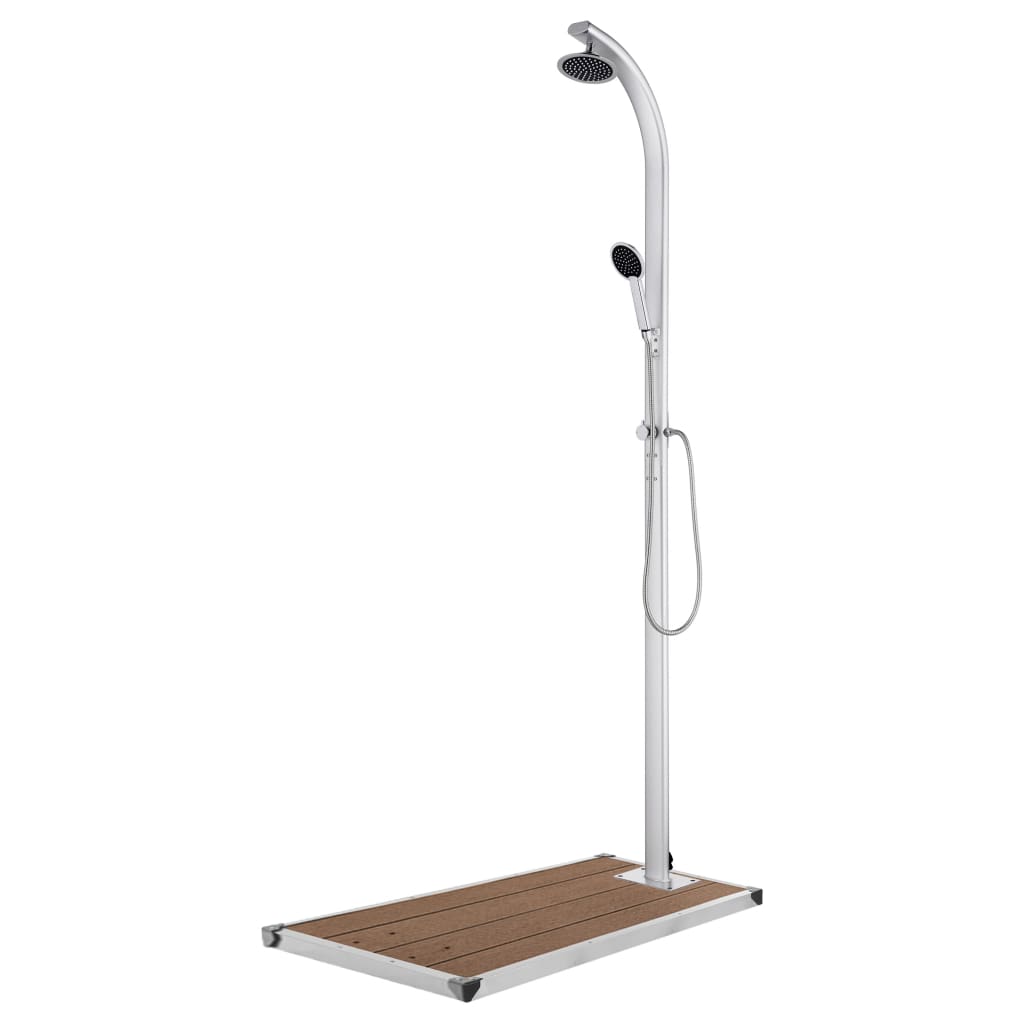 vidaXL Garden Shower | Brown, Silver | Aluminium, stainless steel, WPC