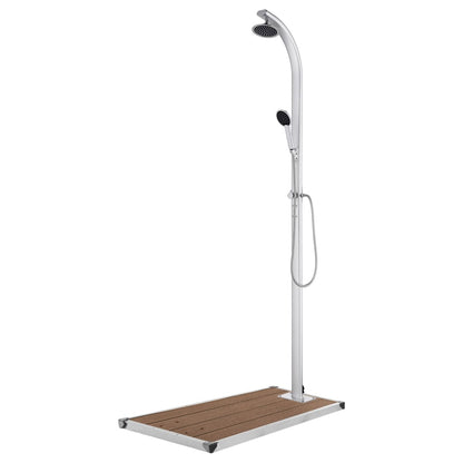 vidaXL Garden Shower | Brown, Silver | Aluminium, stainless steel, WPC