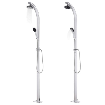 vidaXL Garden Shower | Brown, Silver | Aluminium, stainless steel, WPC