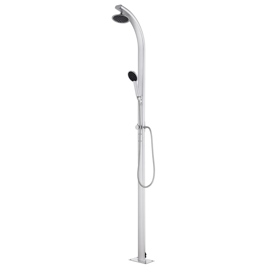 vidaXL Garden Shower | Brown, Silver | Aluminium, stainless steel, WPC