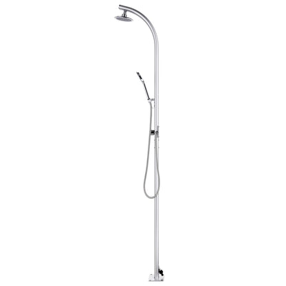 vidaXL Garden Shower | Brown, Silver | Aluminium, stainless steel, WPC