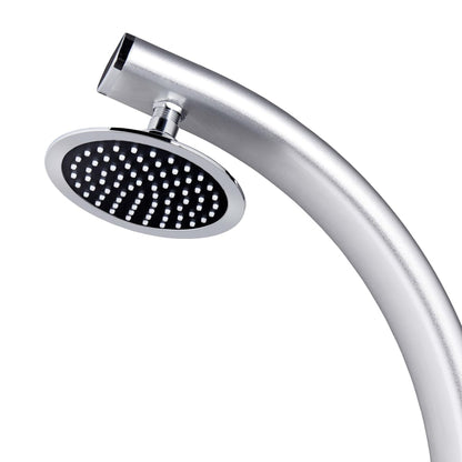 vidaXL Garden Shower | Brown, Silver | Aluminium, stainless steel, WPC