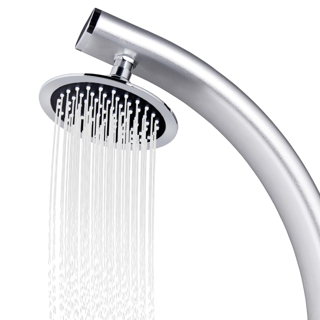 vidaXL Garden Shower | Brown, Silver | Aluminium, stainless steel, WPC