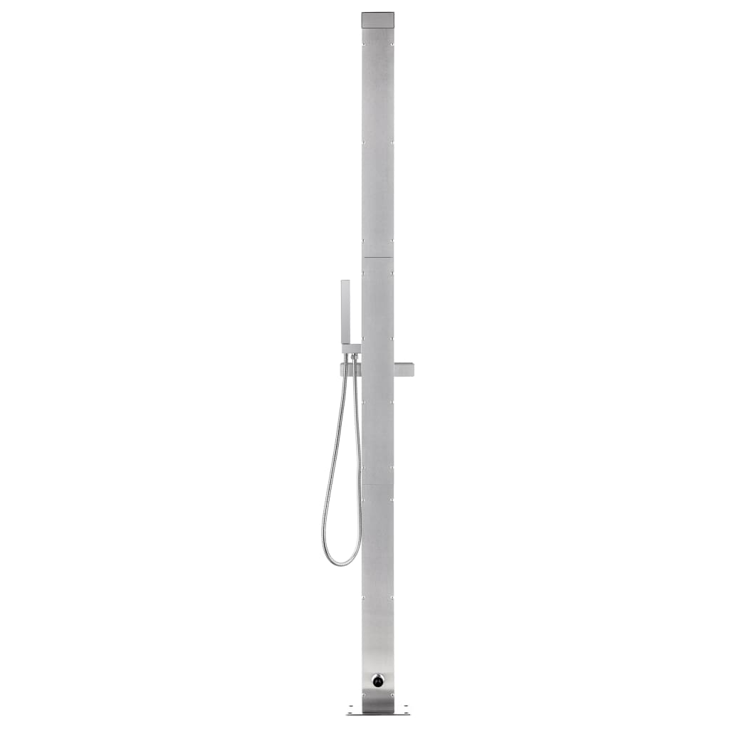 vidaXL Garden Shower with Grey Base 225 cm Stainless Steel