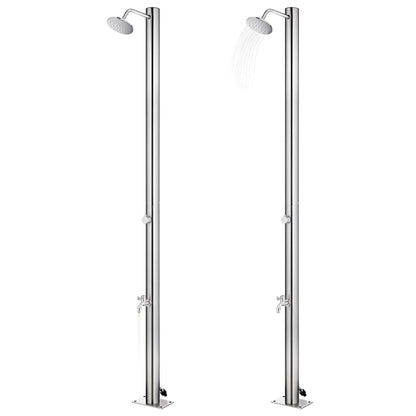 vidaXL Garden Shower with Grey Base 220 cm Stainless Steel