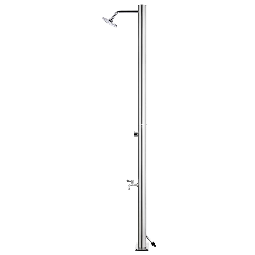 vidaXL Garden Shower with Grey Base 220 cm Stainless Steel