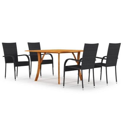 vidaXL Dining Set | Black | Solid Acacia wood | Medium |  Stackable
