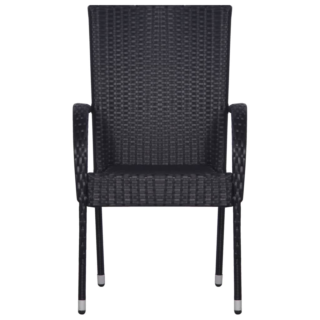 vidaXL Dining Set | Black | Solid acacia wood | 5 Piece Set | Stackable
