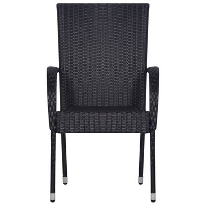 vidaXL Dining Set | Black | Solid acacia wood | 5 Piece Set | Stackable