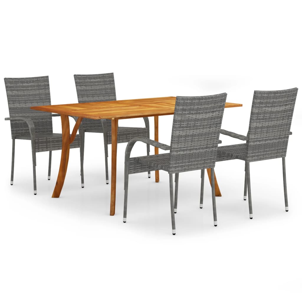 vidaXL Dining Set | Grey | Solid Acacia wood | n/a | Stackable | Dining Set