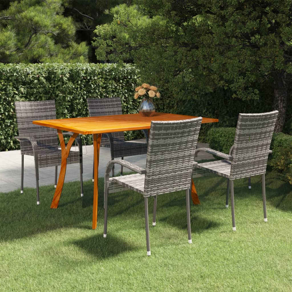 vidaXL Dining Set | Grey | Solid Acacia wood | n/a | Stackable | Dining Set