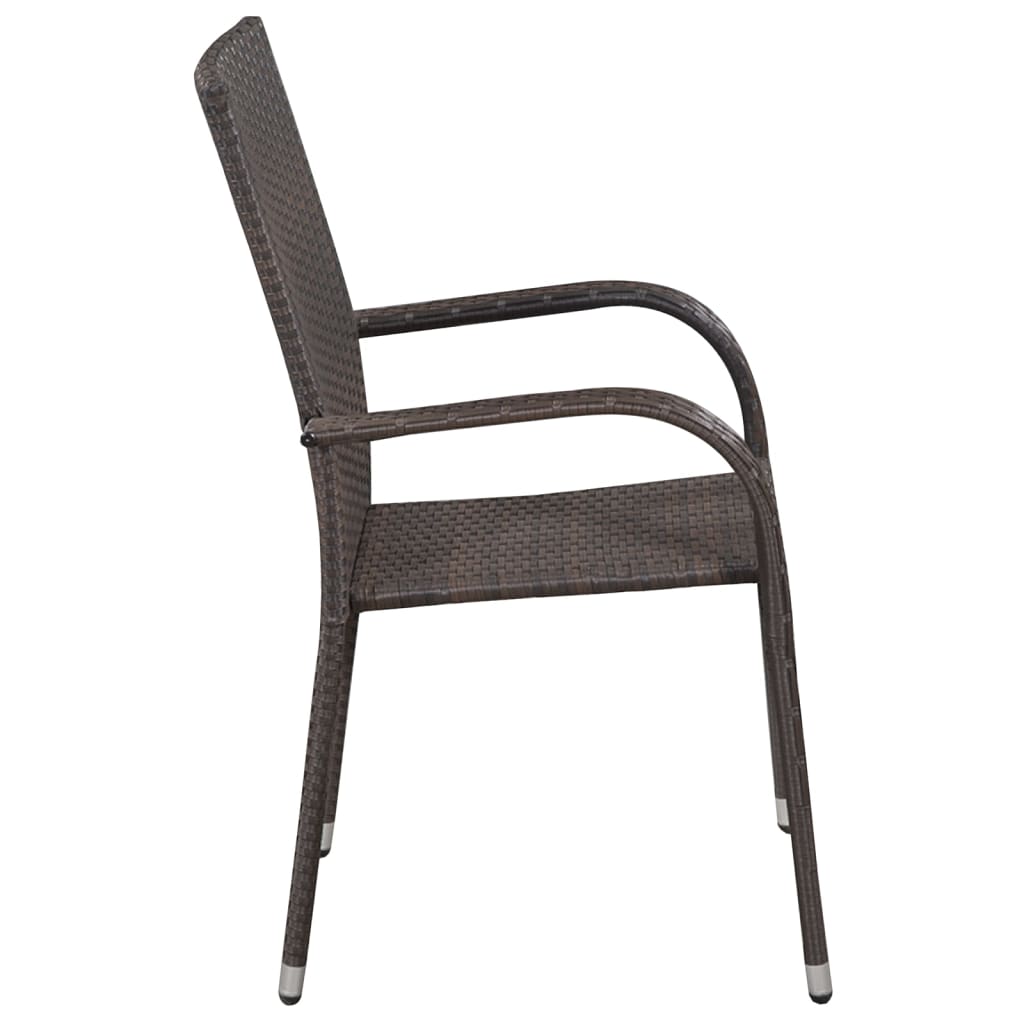 vidaXL Dining Set | Brown | Solid acacia wood, PE rattan, Powder-coated steel