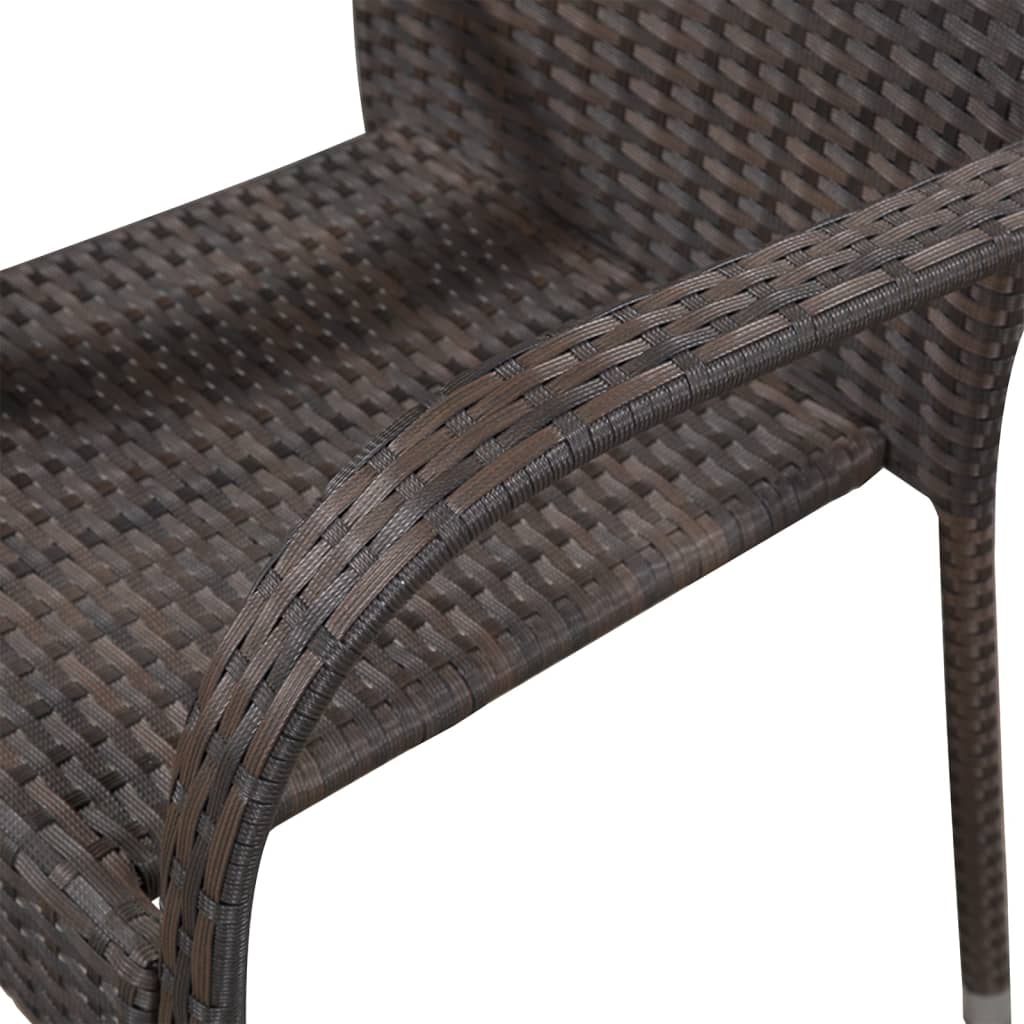 vidaXL Dining Set | Brown | Solid acacia wood, PE rattan, Powder-coated steel