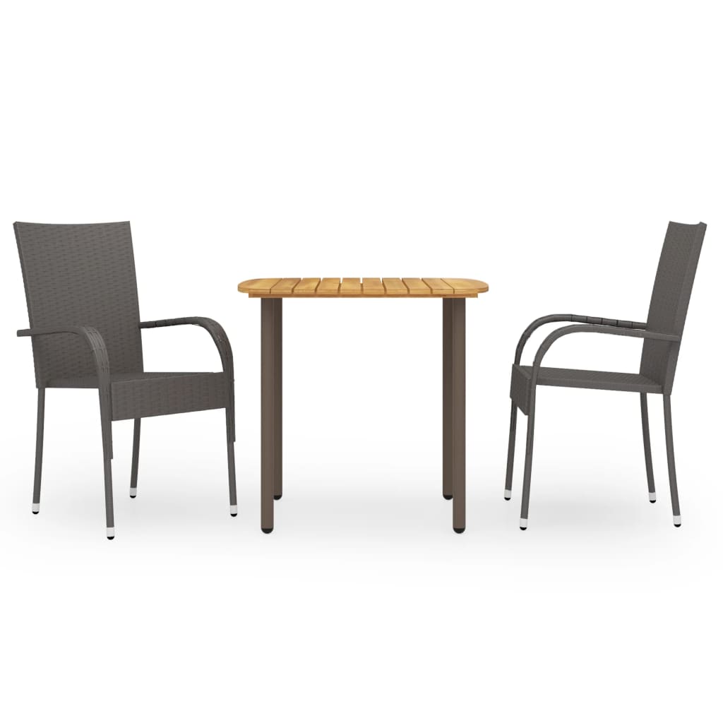 vidaXL Dining Set | Brown | Solid acacia wood, PE rattan, Powder-coated steel