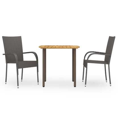 vidaXL Dining Set | Brown | Solid acacia wood, PE rattan, Powder-coated steel