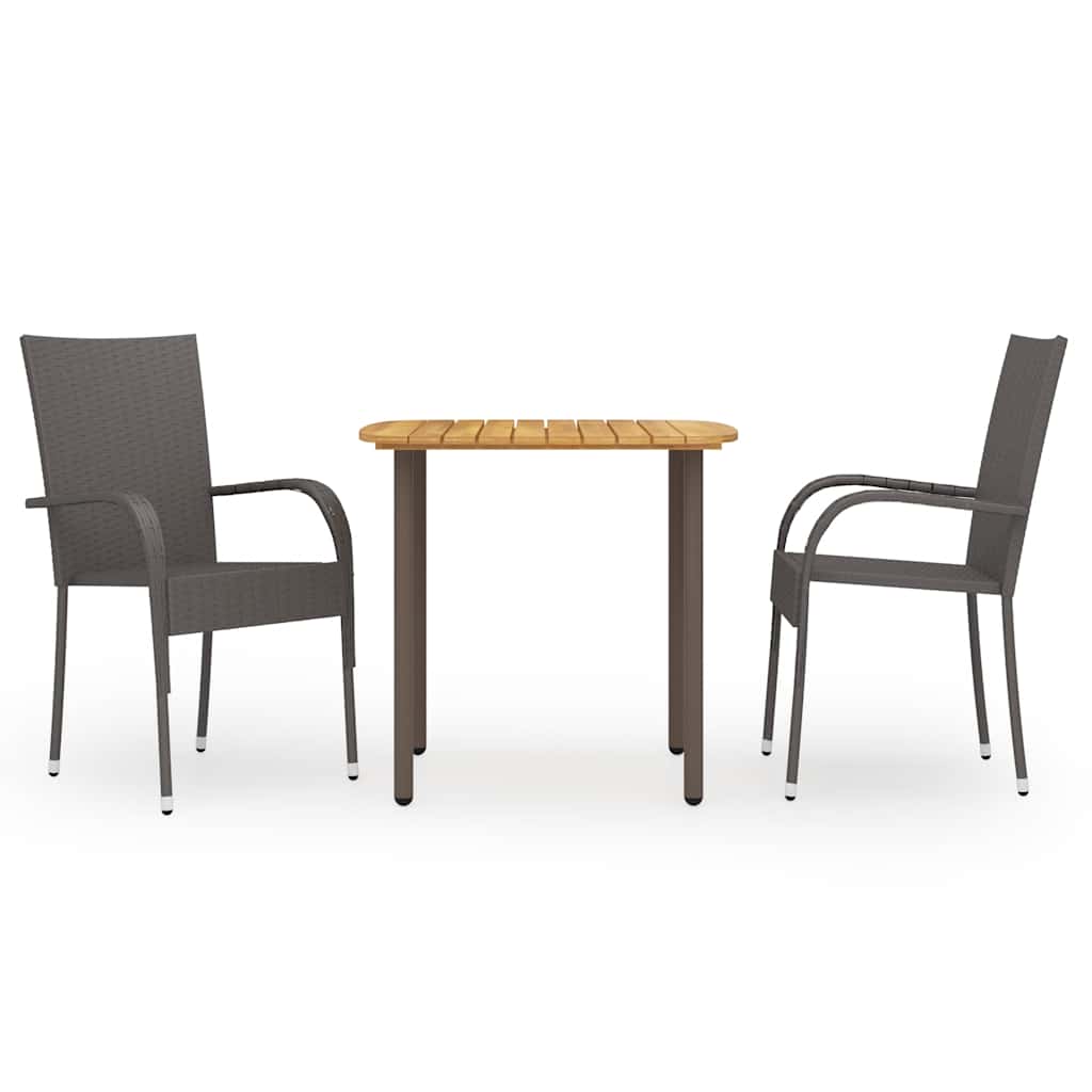 vidaXL 3 Piece Garden Dining Set Poly Rattan Brown