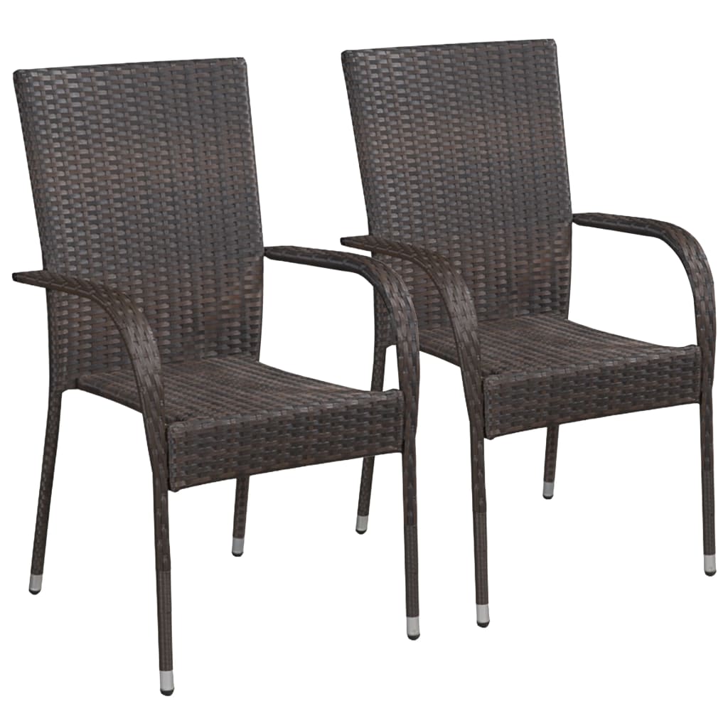vidaXL Dining Set | Brown | Solid acacia wood, PE rattan, Powder-coated steel