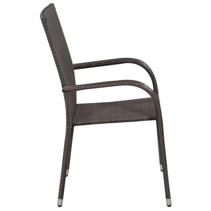 vidaXL Dining Set | Brown | Solid acacia wood, PE rattan, Powder-coated steel