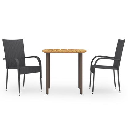 vidaXL Dining Set | Black | Solid Acacia wood | Standard