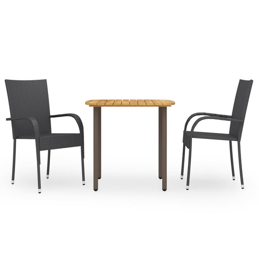 vidaXL Dining Set | Black | Solid Acacia wood | Standard