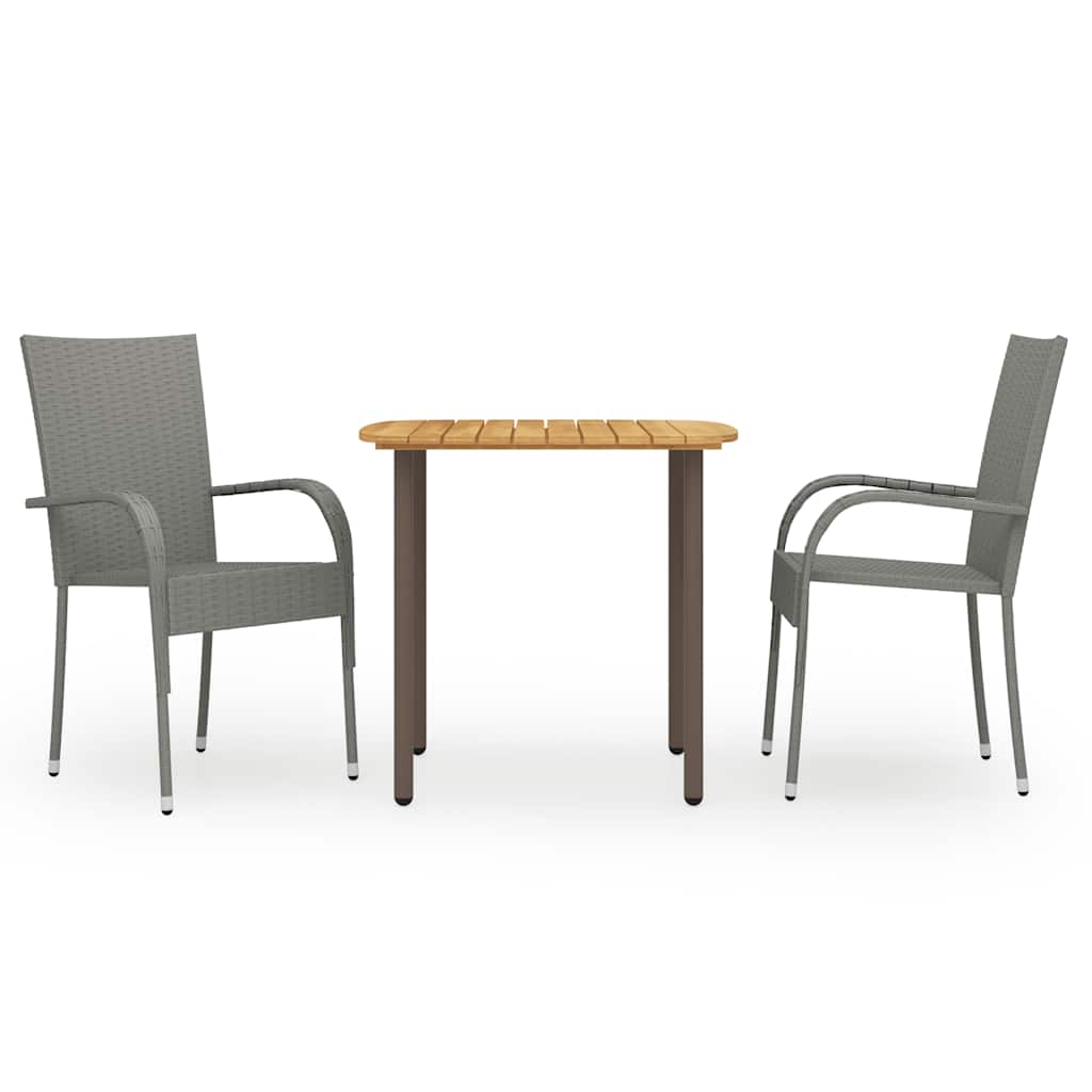 vidaXL Dining Set | Grey | Solid acacia wood | Medium | Stackable | Dining Set