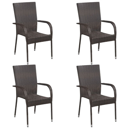 vidaXL Dining Set | Brown | Solid Acacia Wood, PE Rattan, Powder-Coated Steel