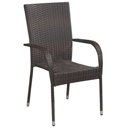 vidaXL Dining Set | Brown | Solid Acacia Wood, PE Rattan, Powder-Coated Steel