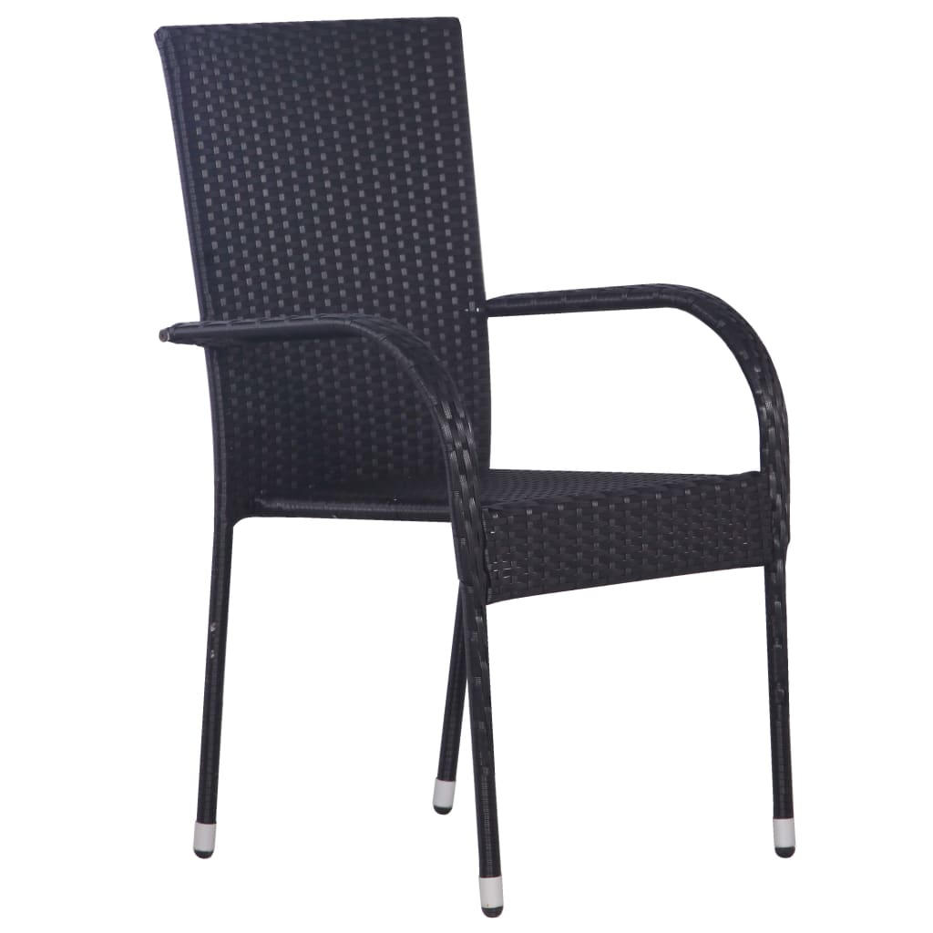 vidaXL Dining Set | Black | Solid Acacia wood | Medium | Stackable | Dining Set