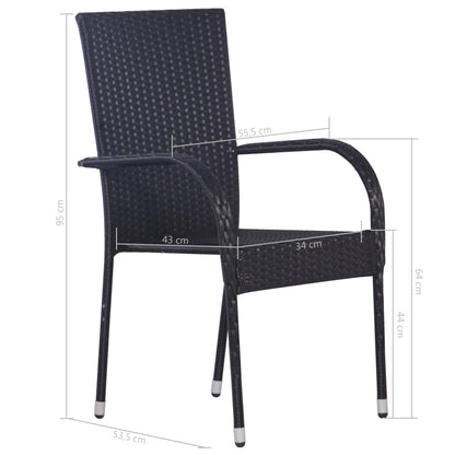 vidaXL Dining Set | Black | Solid Acacia wood | Medium | Stackable | Dining Set