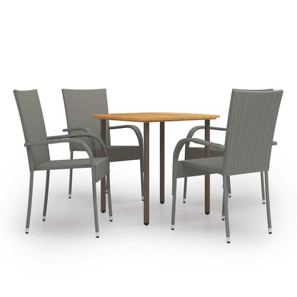 vidaXL Dining Set | Grey | Solid acacia wood | Medium | Stackable