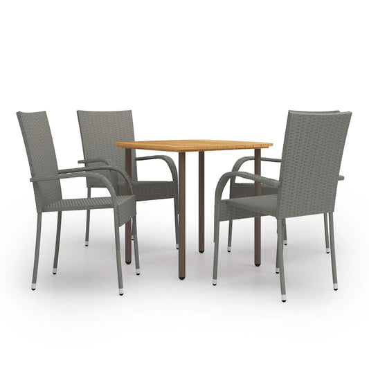 vidaXL Dining Set | Grey | Solid acacia wood | Medium | Stackable