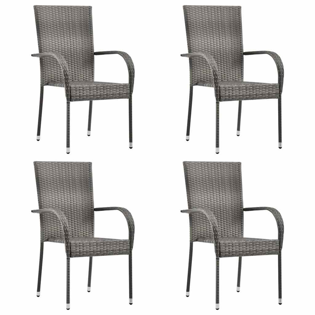 vidaXL Dining Set | Grey | Solid acacia wood | Medium | Stackable