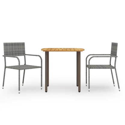 vidaXL Dining Set | Grey | Solid acacia wood, steel, PE rattan | Small