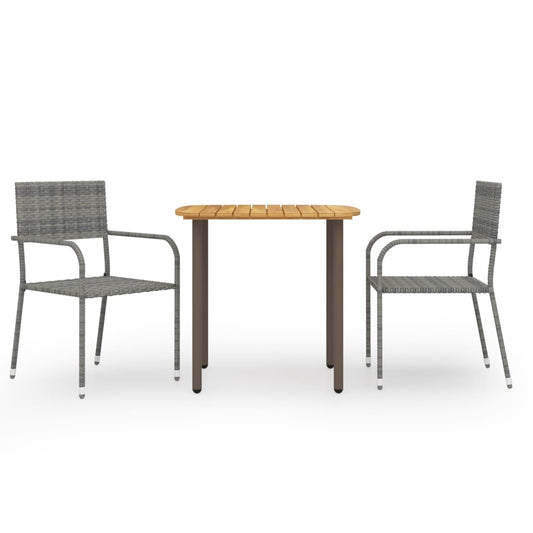 vidaXL Dining Set | Grey | Solid acacia wood, steel, PE rattan | Small