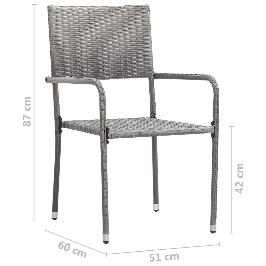 vidaXL Dining Set | Grey | Solid acacia wood, steel, PE rattan | Small