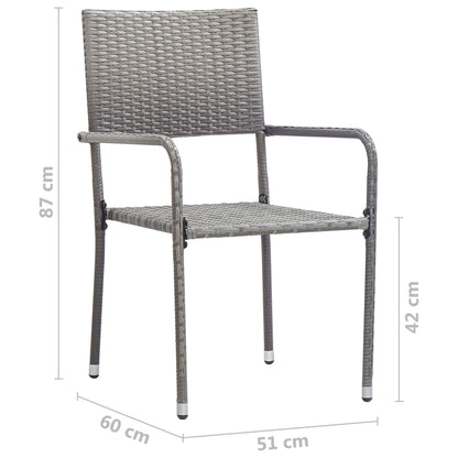 vidaXL Dining Set | Grey | Solid acacia wood, steel, PE rattan | Small