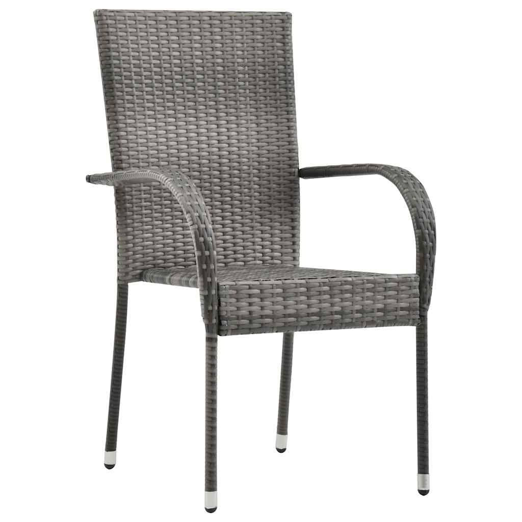 vidaXL Dining Set | Grey, Natural | Solid Acacia Wood, PE Rattan, Steel | Large