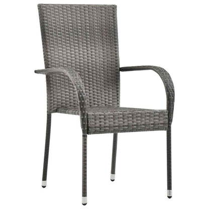 vidaXL Dining Set | Grey, Natural | Solid Acacia Wood, PE Rattan, Steel | Large