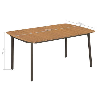 vidaXL Dining Set | Grey, Natural | Solid Acacia Wood, PE Rattan, Steel | Large